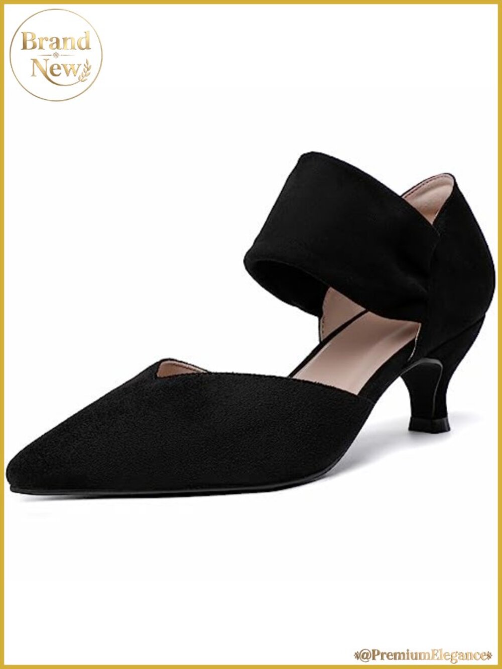 Kitten Heels for Women Closed Toe Comfortable Low Heels Pointed Toe Slip on